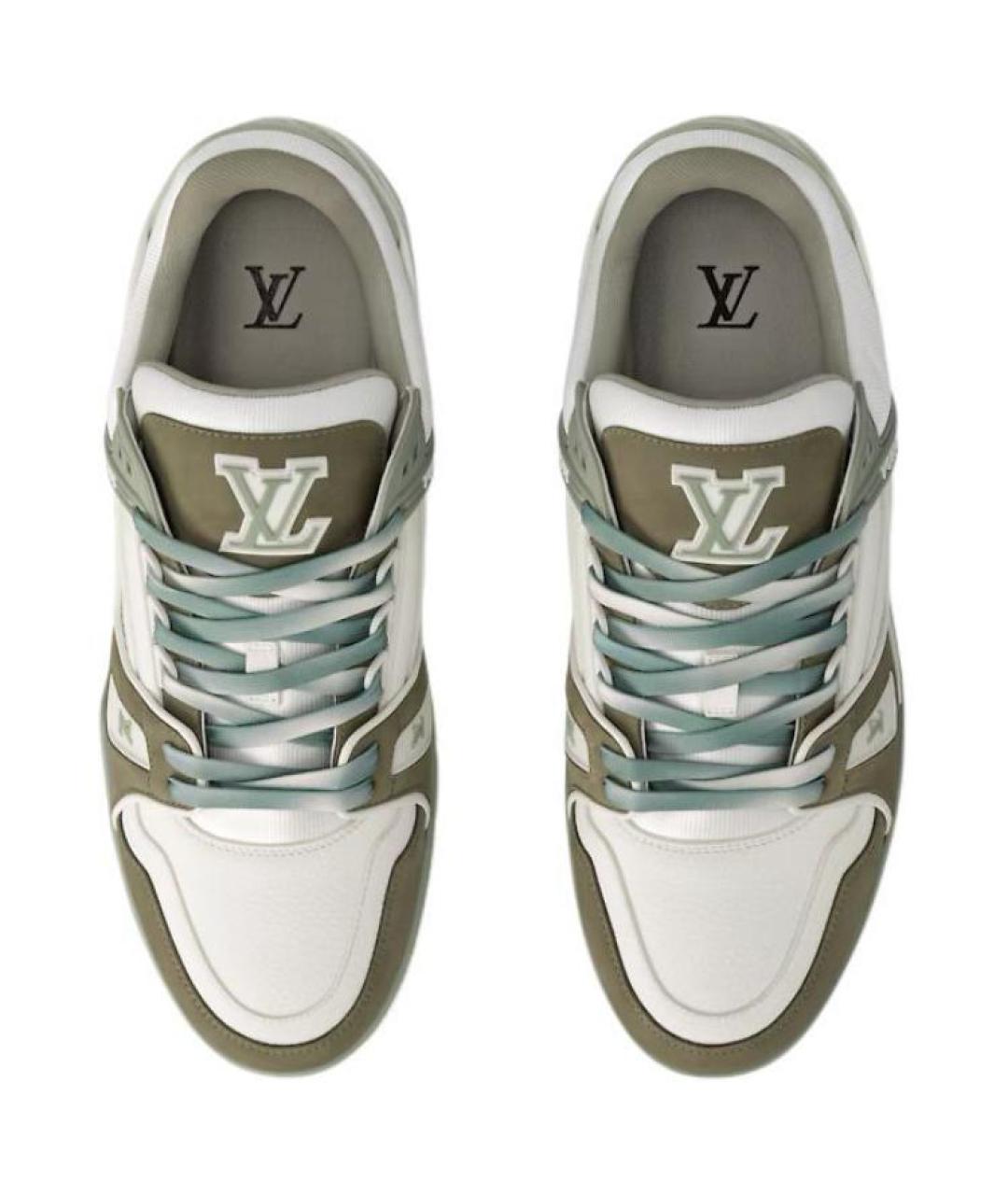 LOUIS VUITTON Зеленые кожаные кроссовки, фото 4
