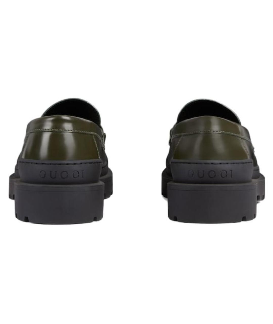 GUCCI Зеленые кожаные лоферы, фото 4