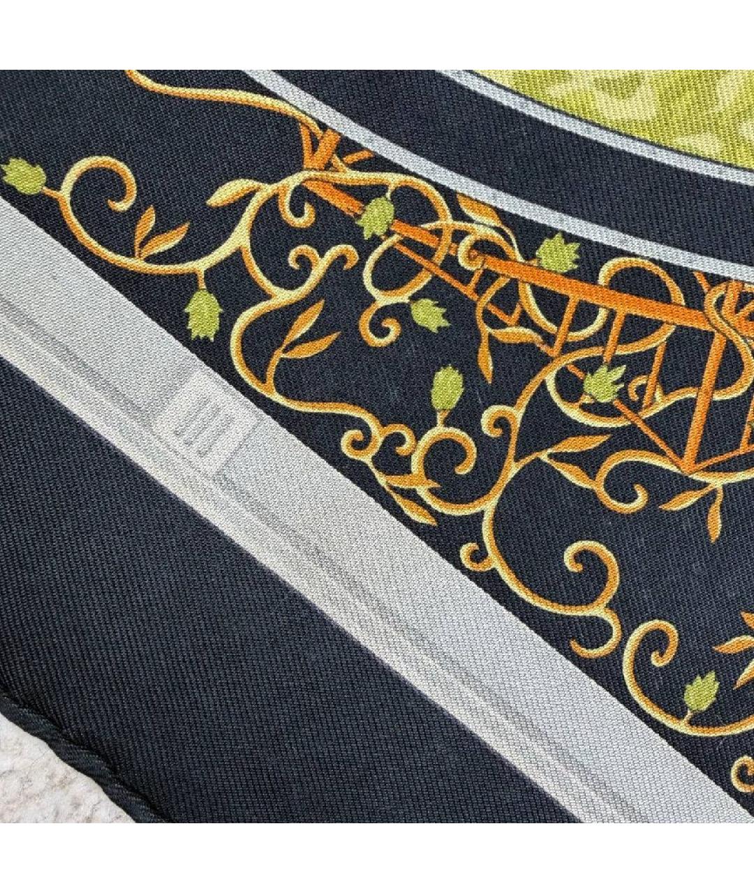 HERMES Черный шелковый платок, фото 3