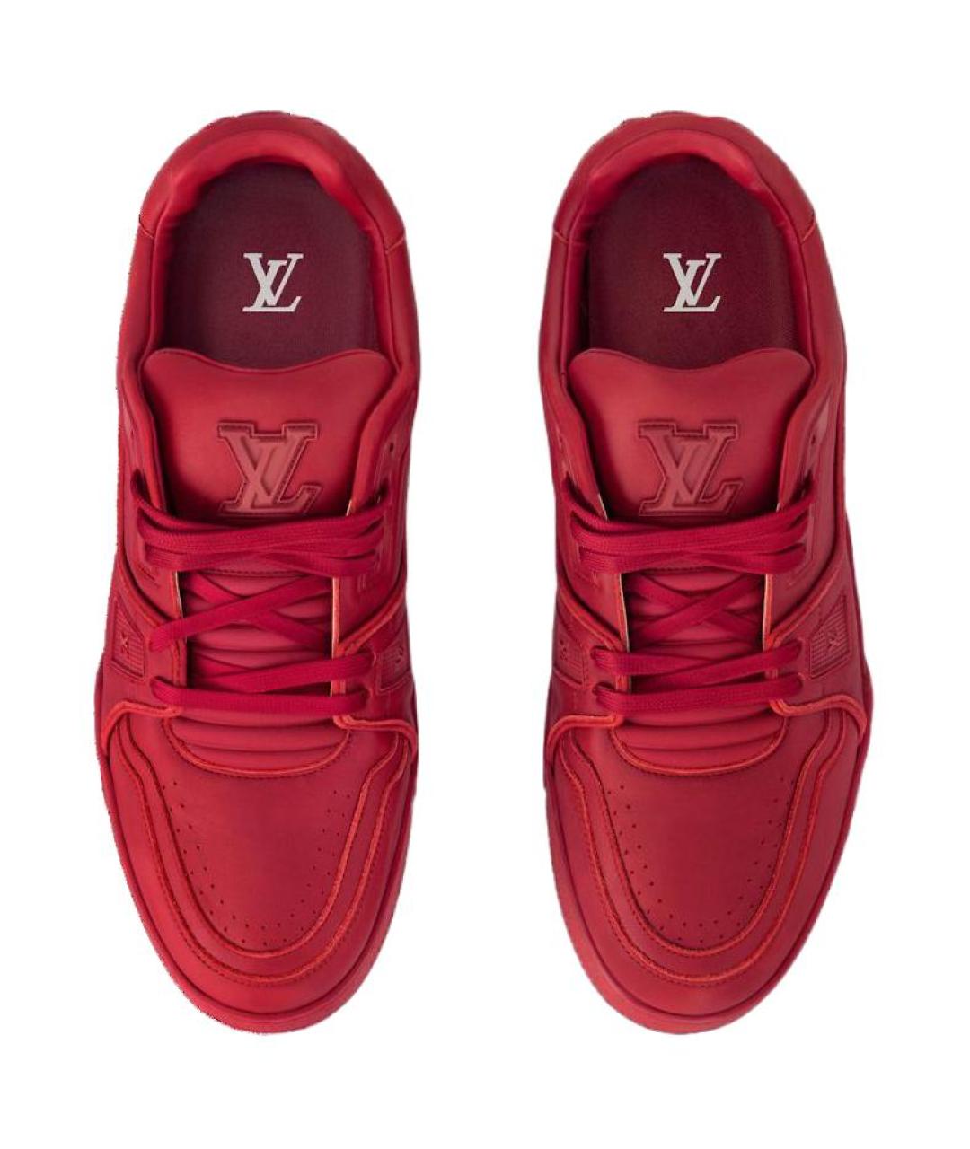 LOUIS VUITTON Красные кожаные низкие кроссовки / кеды, фото 4