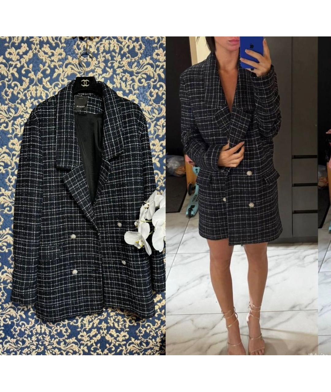 PINKO Антрацитовый хлопковый жакет/пиджак, фото 8