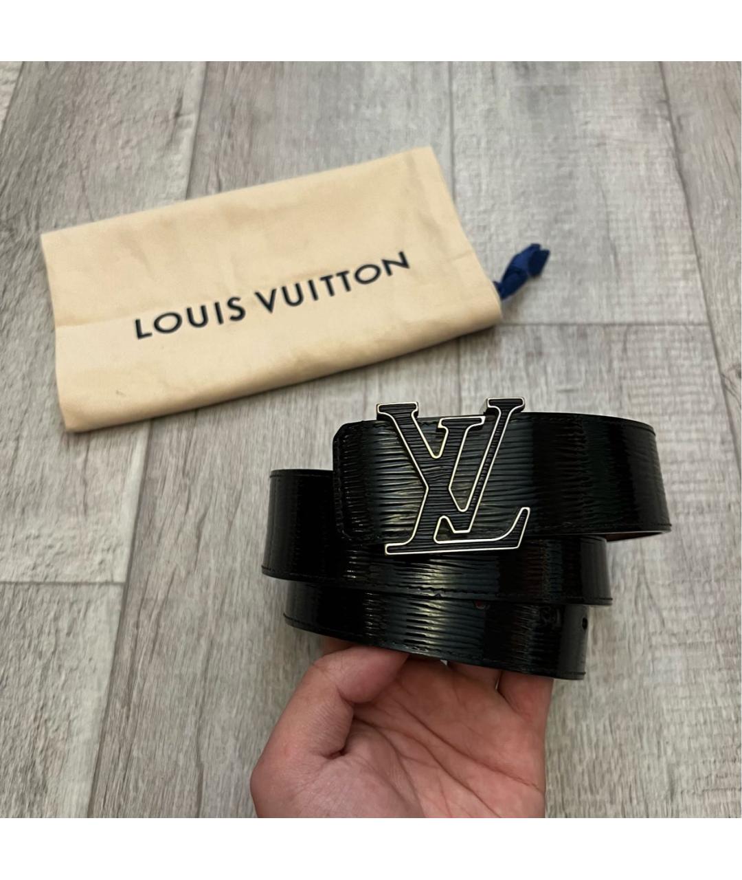 LOUIS VUITTON Черный ремень из лакированной кожи, фото 2