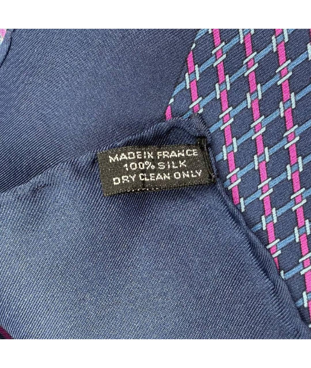 HERMES Темно-синий шелковый платок, фото 8