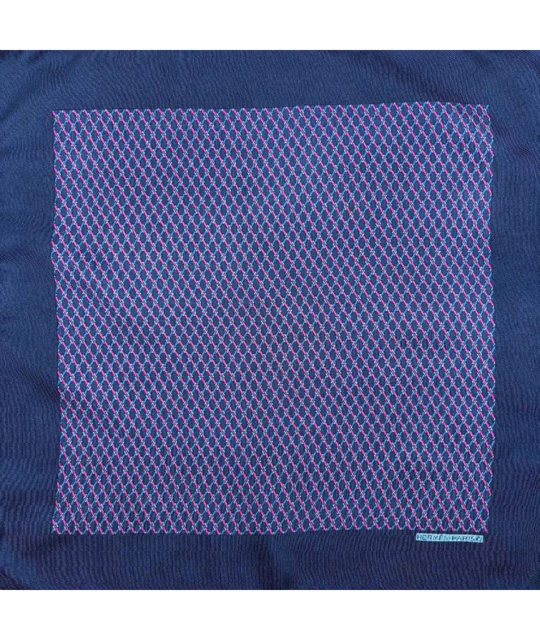 HERMES Темно-синий шелковый платок, фото 1