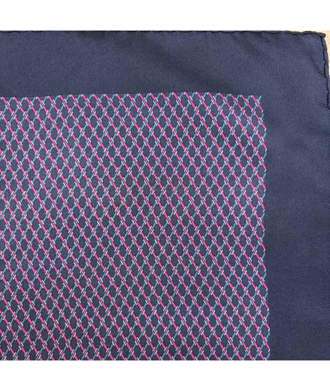 HERMES Темно-синий шелковый платок, фото 5