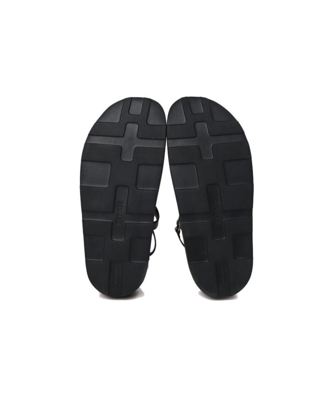 HERMES Черные кожаные сандалии, фото 5