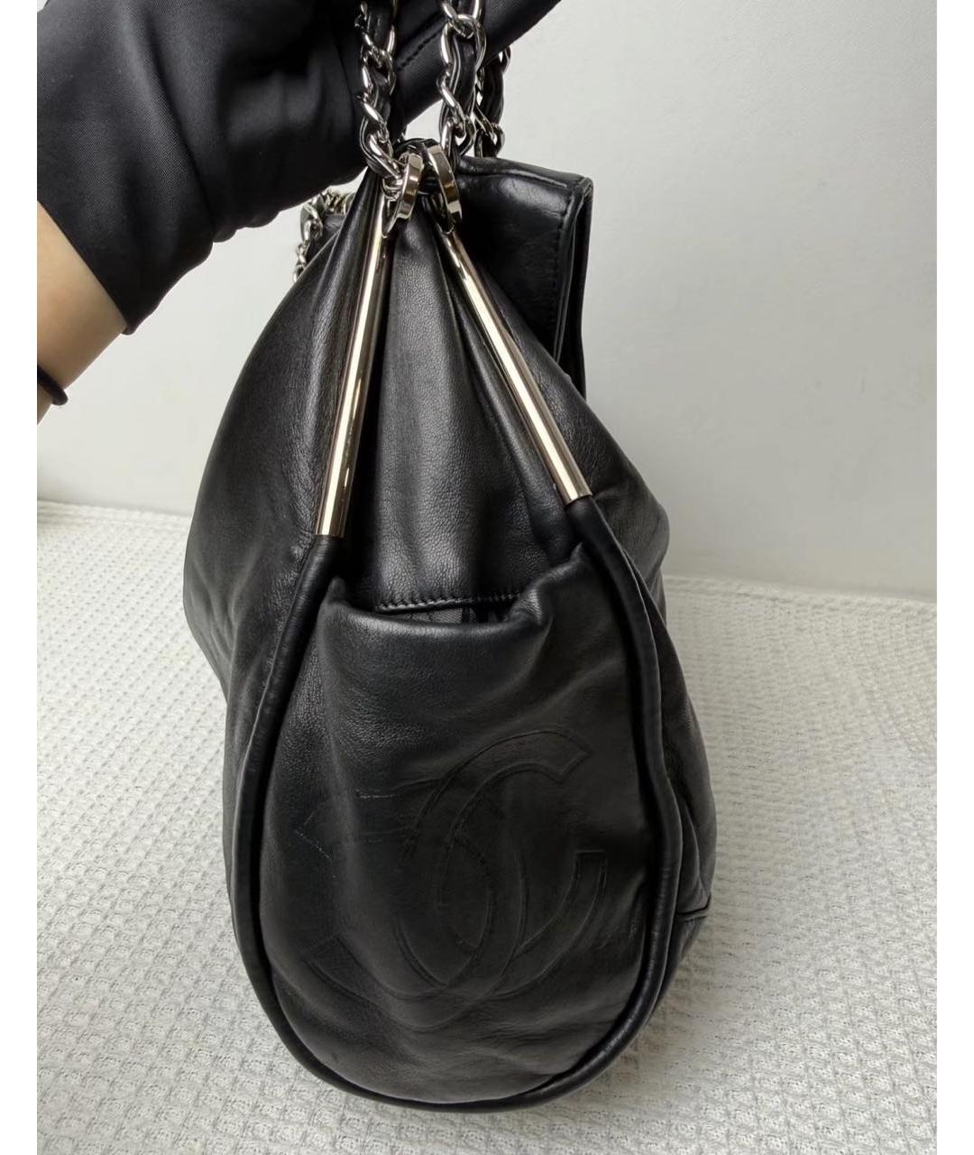 CHANEL Черная кожаная сумка тоут, фото 6