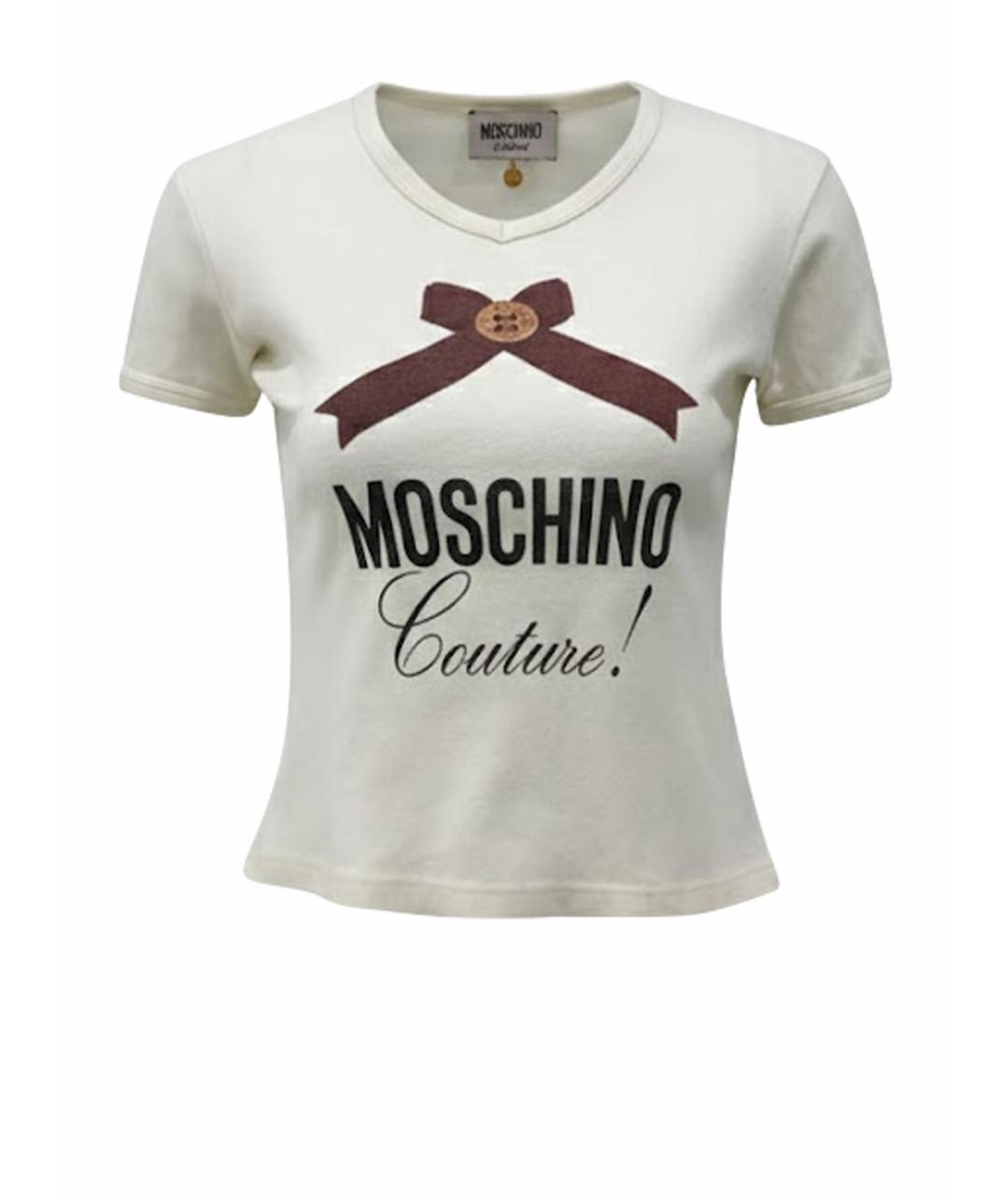 MOSCHINO Белая хлопковая футболка, фото 6