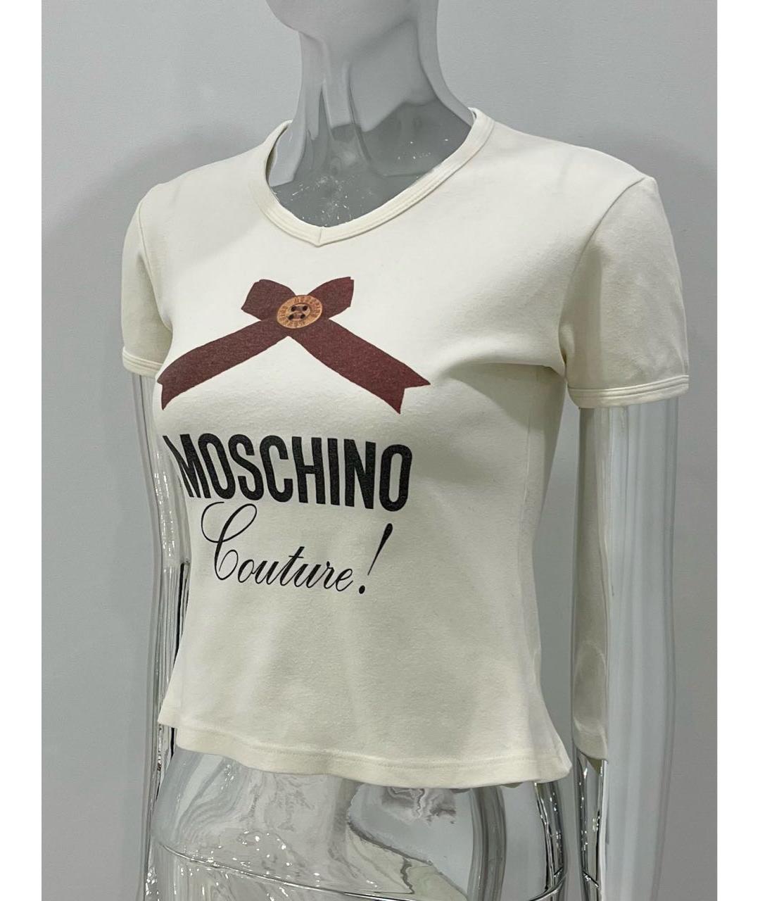 MOSCHINO Белая хлопковая футболка, фото 3