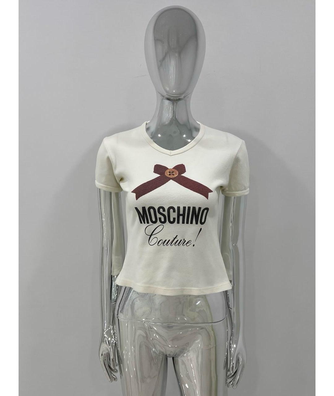 MOSCHINO Белая хлопковая футболка, фото 5