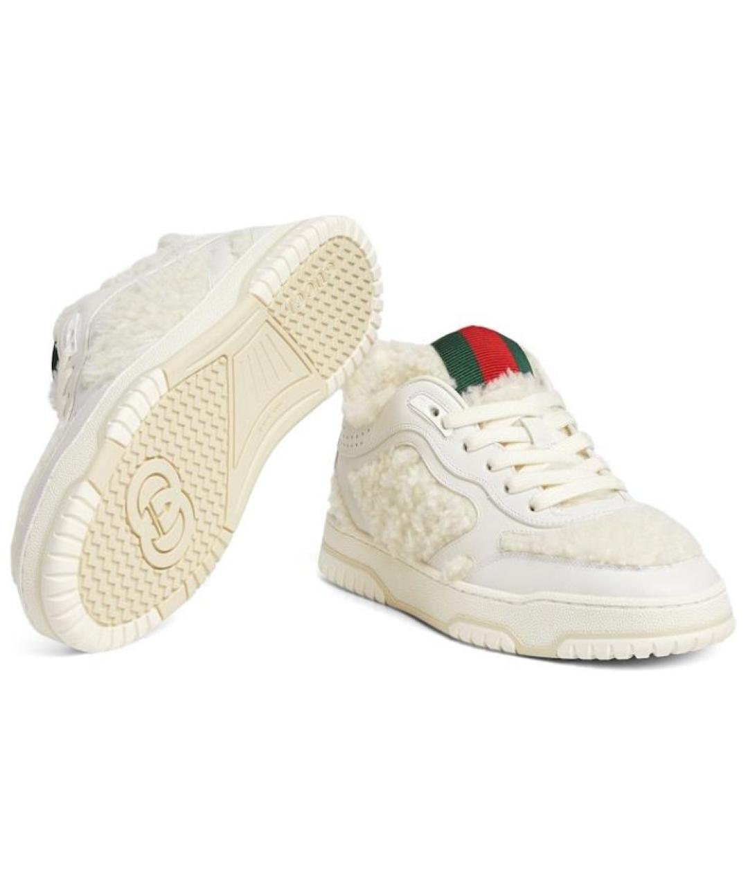 GUCCI Белые кожаные кроссовки, фото 6