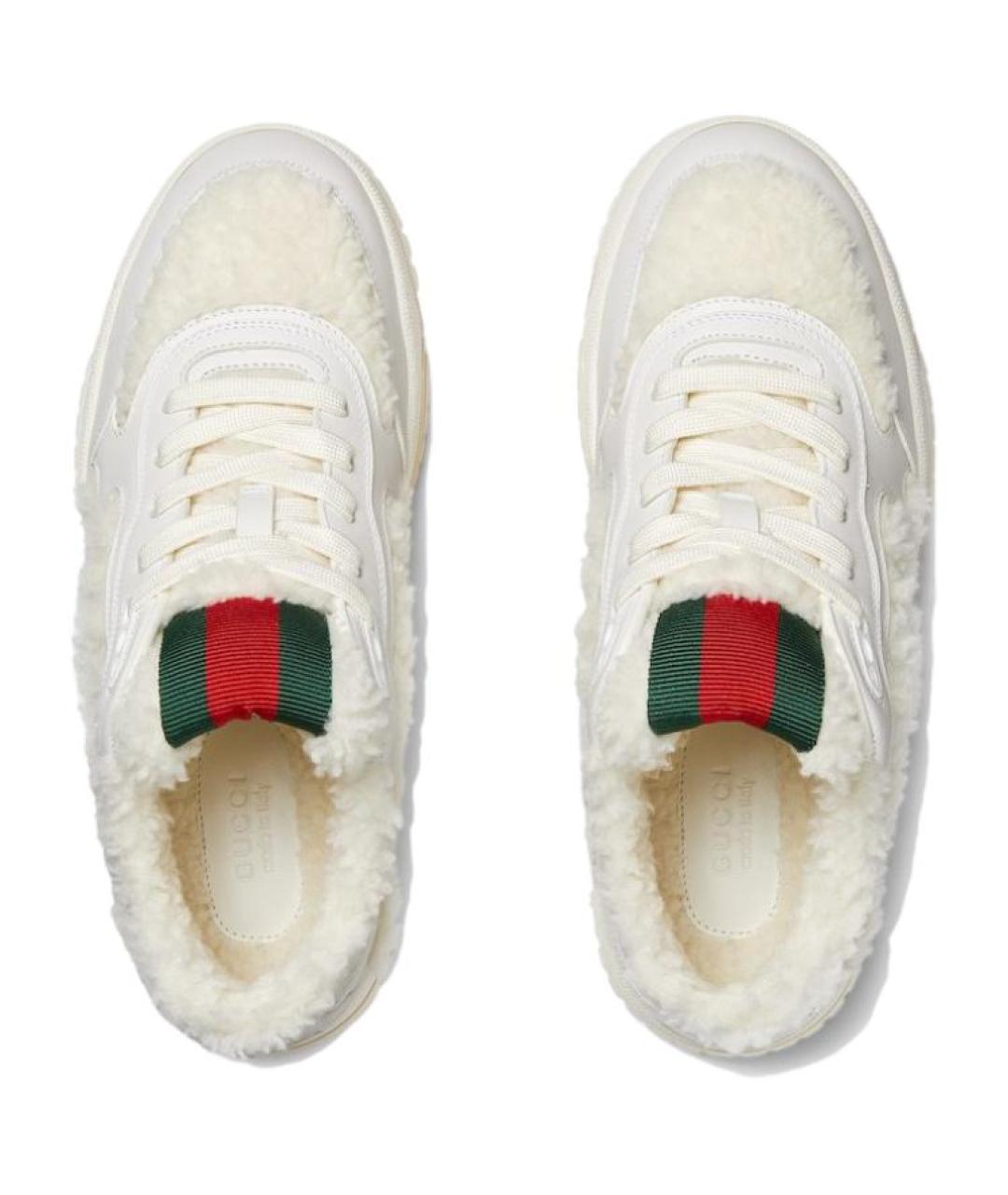 GUCCI Белые кожаные кроссовки, фото 4