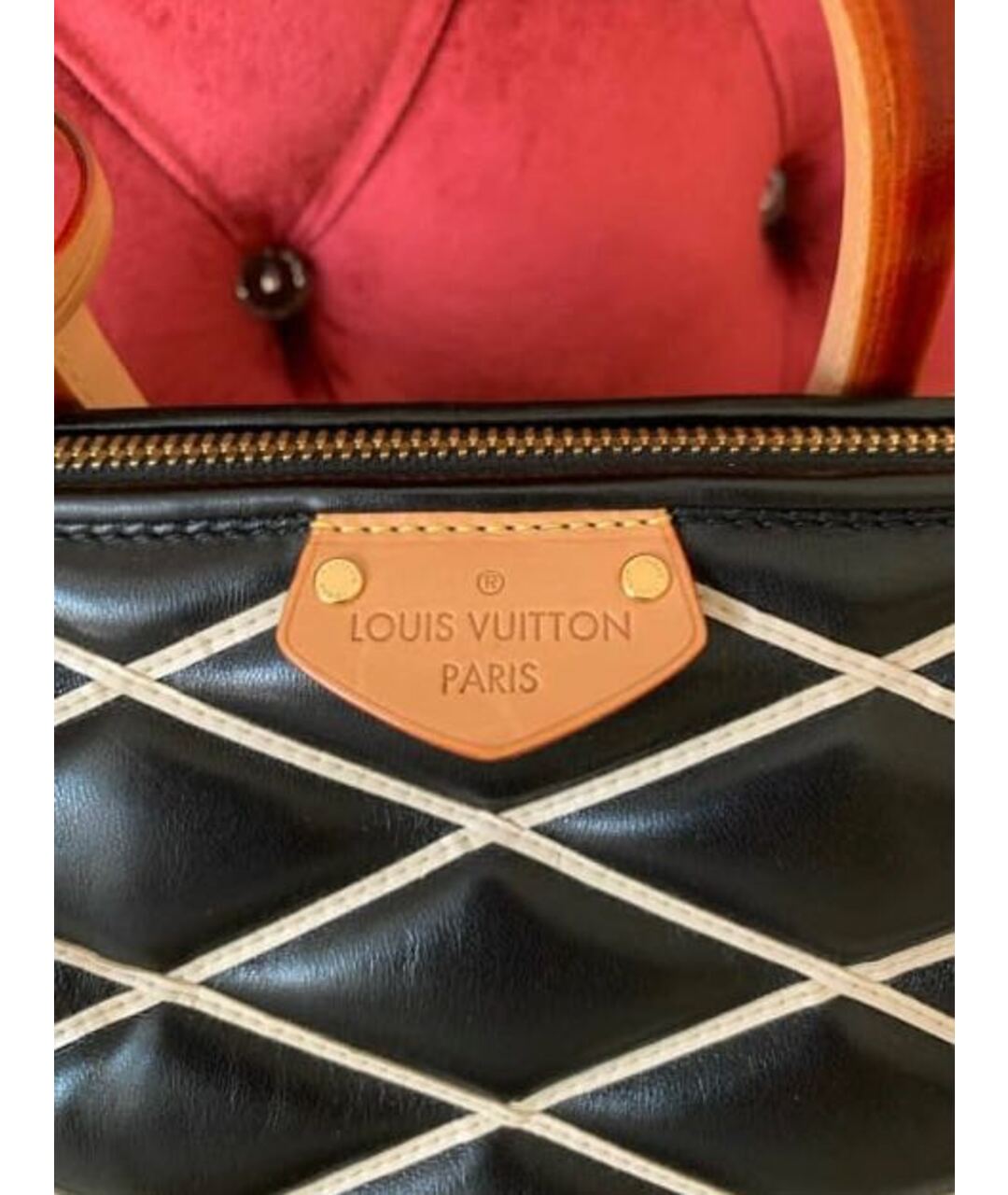 LOUIS VUITTON Черная кожаная сумка тоут, фото 7