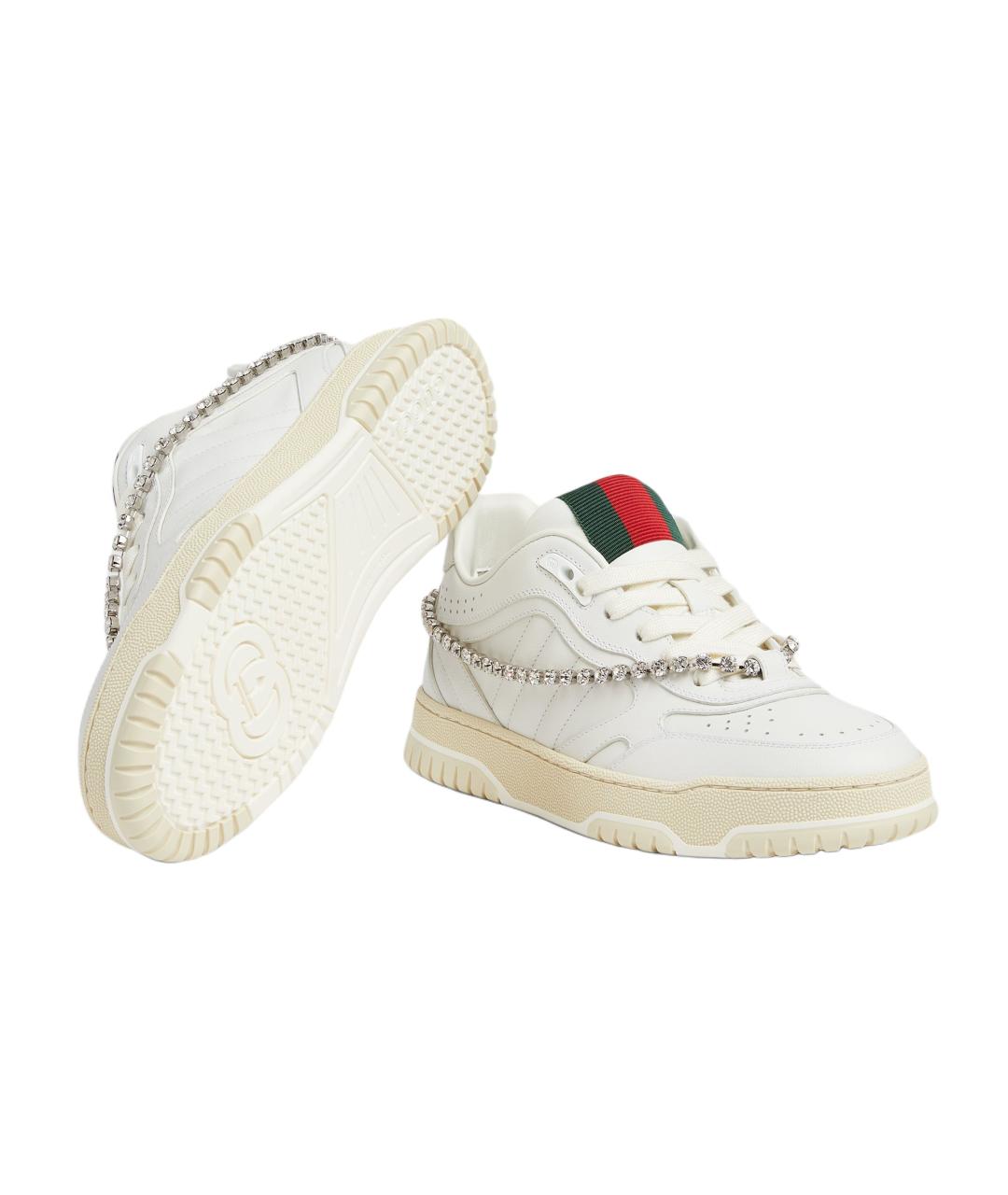 GUCCI Белые кожаные кроссовки, фото 5