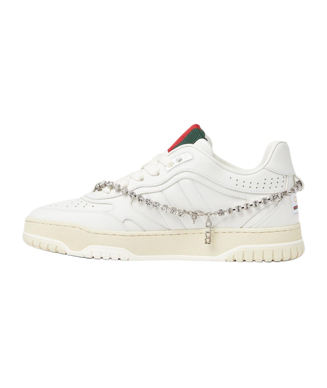 GUCCI Белые кожаные кроссовки, фото 2