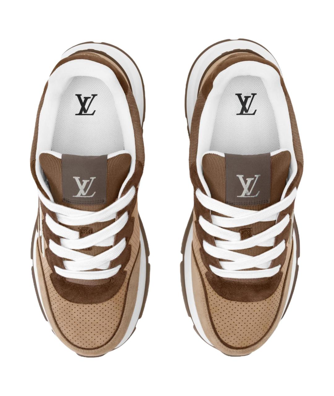 LOUIS VUITTON Коричневые кожаные низкие кроссовки / кеды, фото 4