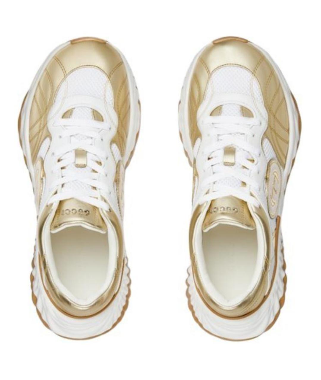 GUCCI Золотые кожаные кроссовки, фото 4