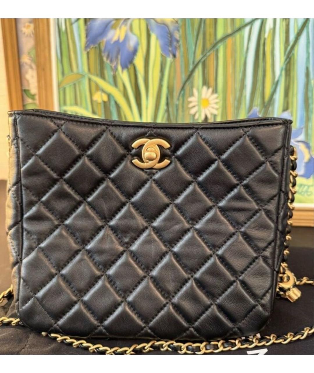 CHANEL Черная кожаная сумка через плечо, фото 5