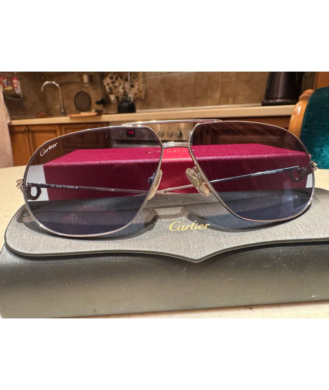 CARTIER Голубые металлические солнцезащитные очки, фото 5