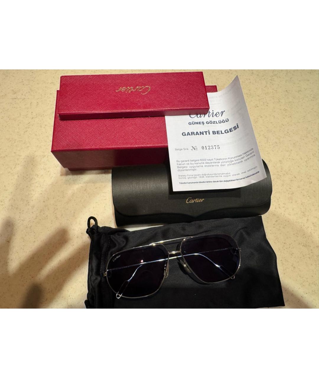 CARTIER Голубые металлические солнцезащитные очки, фото 3