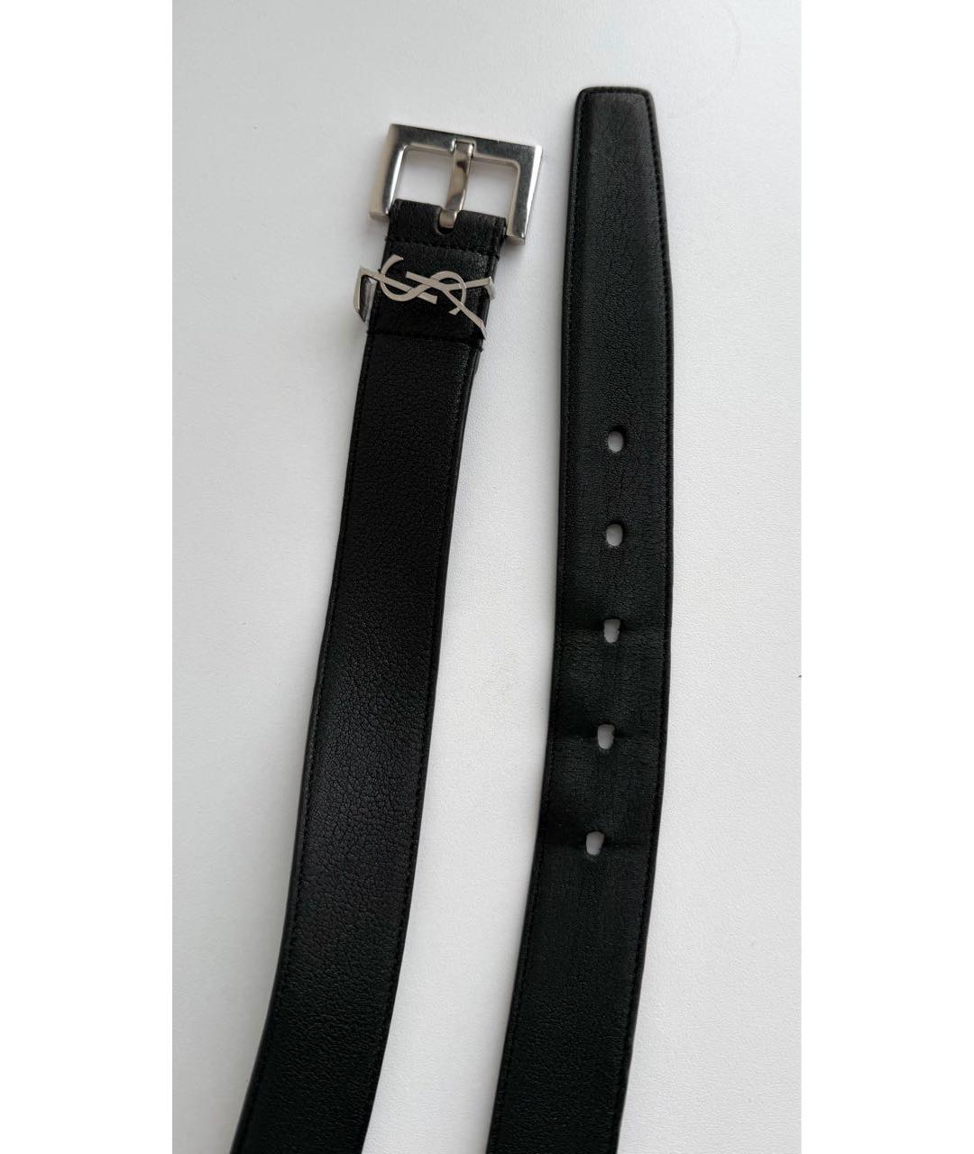 SAINT LAURENT Черный кожаный ремень, фото 2
