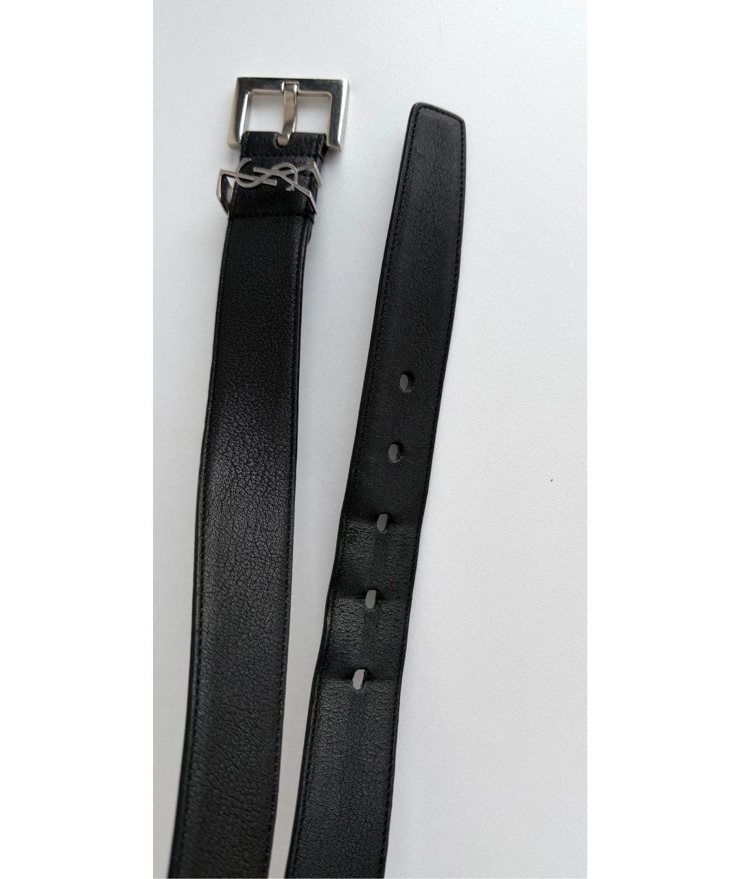 SAINT LAURENT Черный кожаный ремень, фото 4