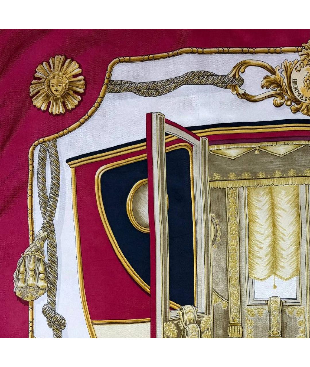 HERMES Бордовый шелковый платок, фото 4