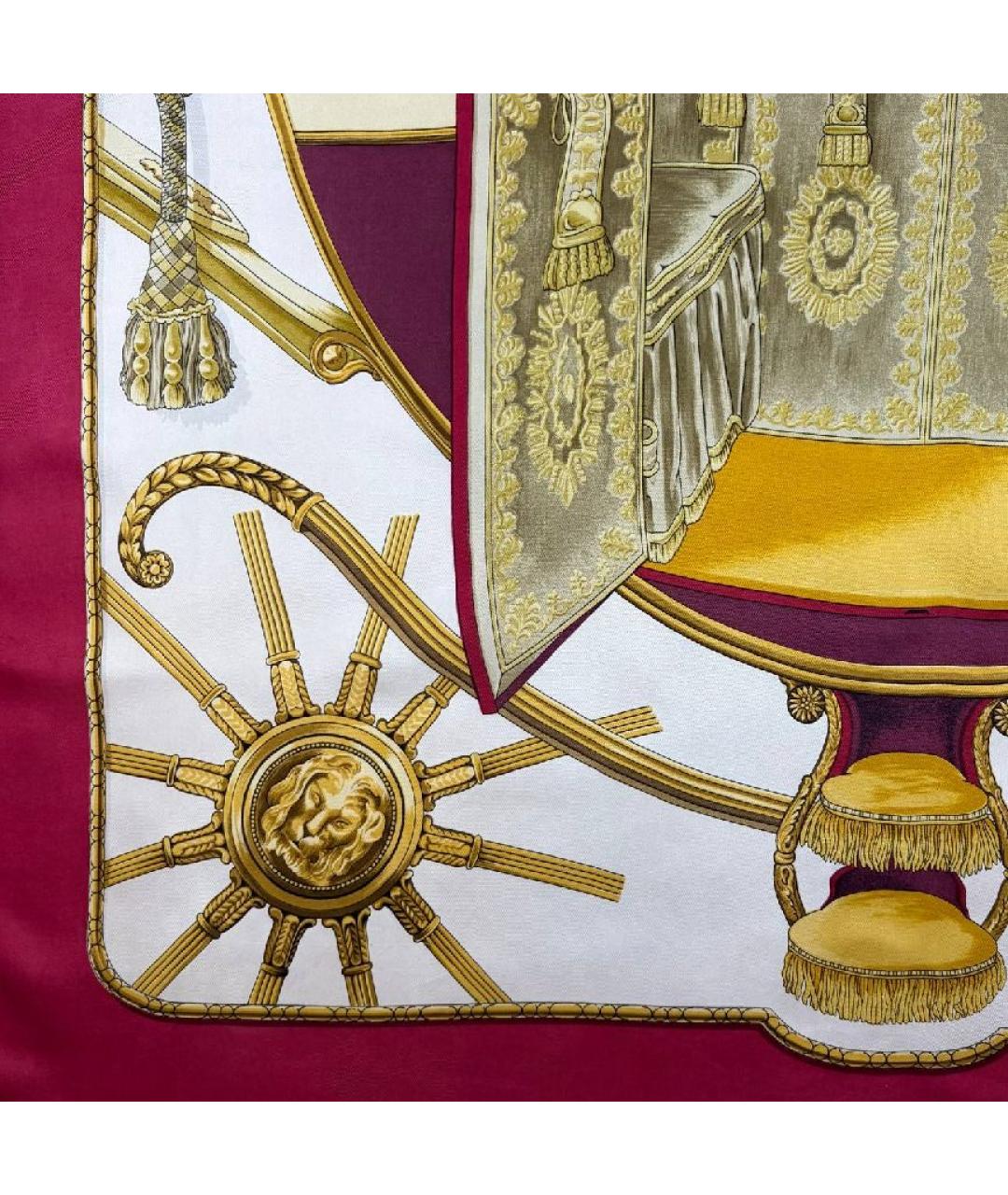 HERMES Бордовый шелковый платок, фото 3