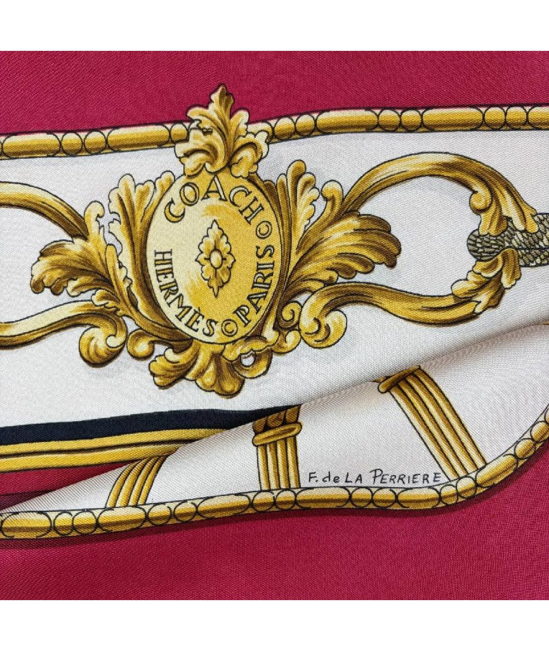 HERMES Бордовый шелковый платок, фото 2