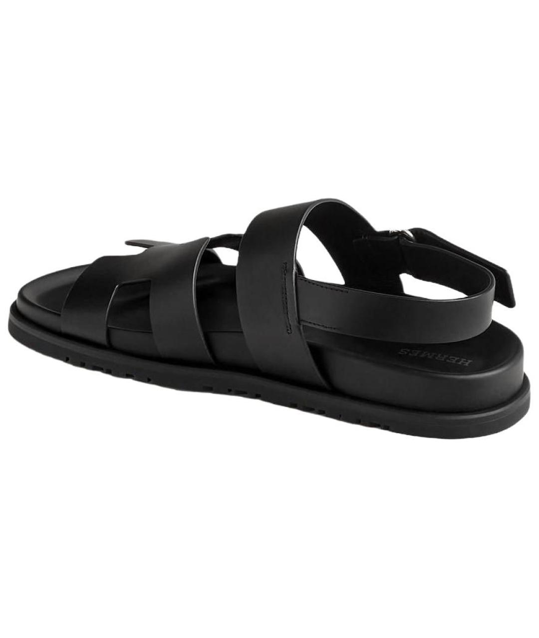 HERMES Черные кожаные сандалии, фото 3