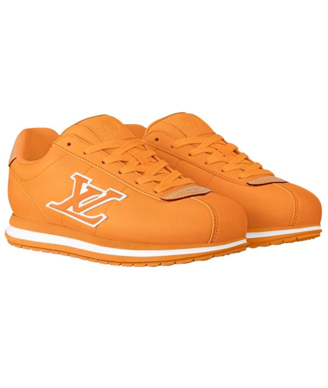 LOUIS VUITTON Оранжевое кожаные кроссовки, фото 3