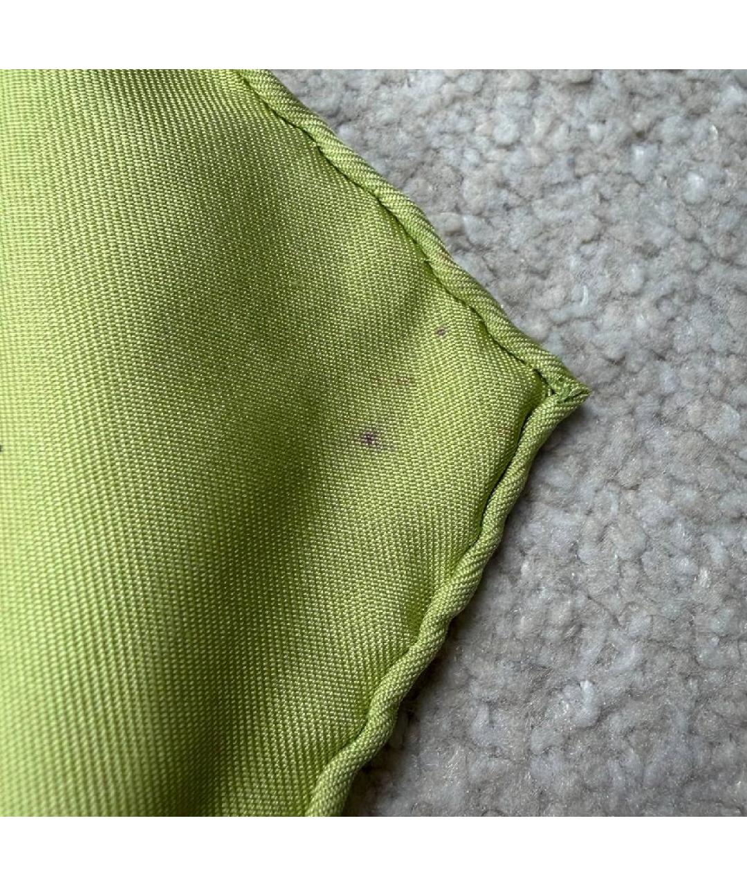 HERMES Зеленый шелковый платок, фото 8