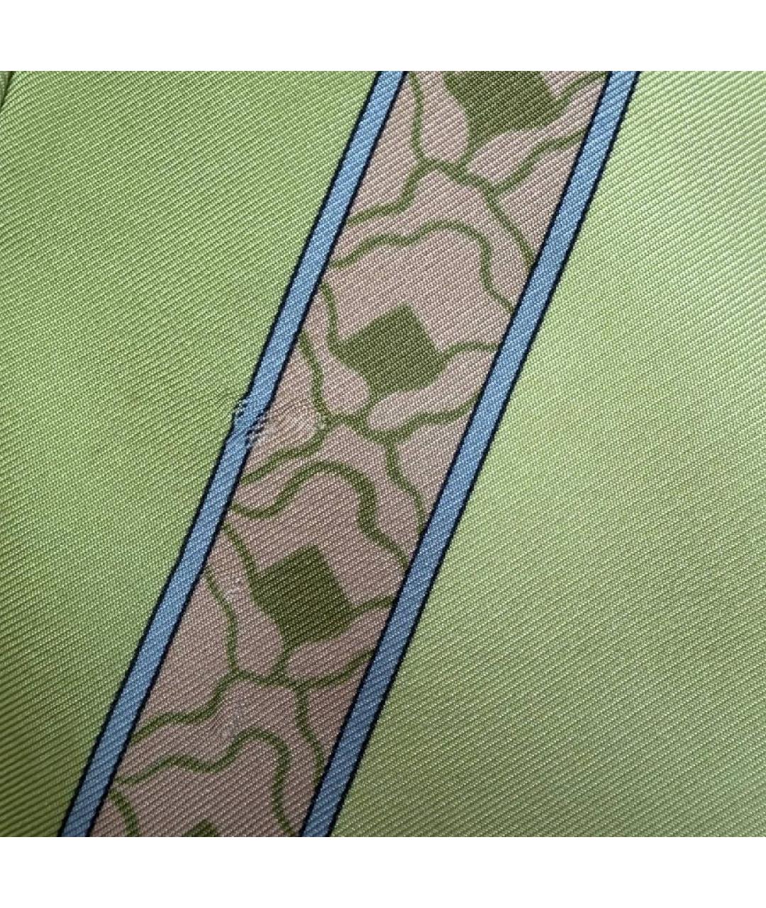 HERMES Зеленый шелковый платок, фото 5