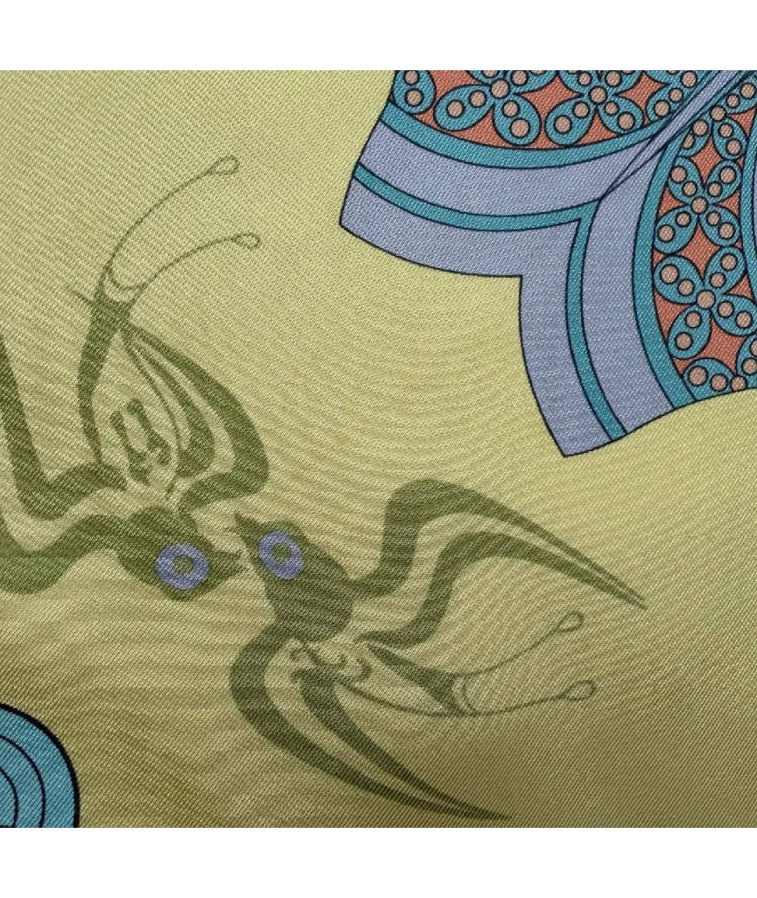 HERMES Зеленый шелковый платок, фото 7