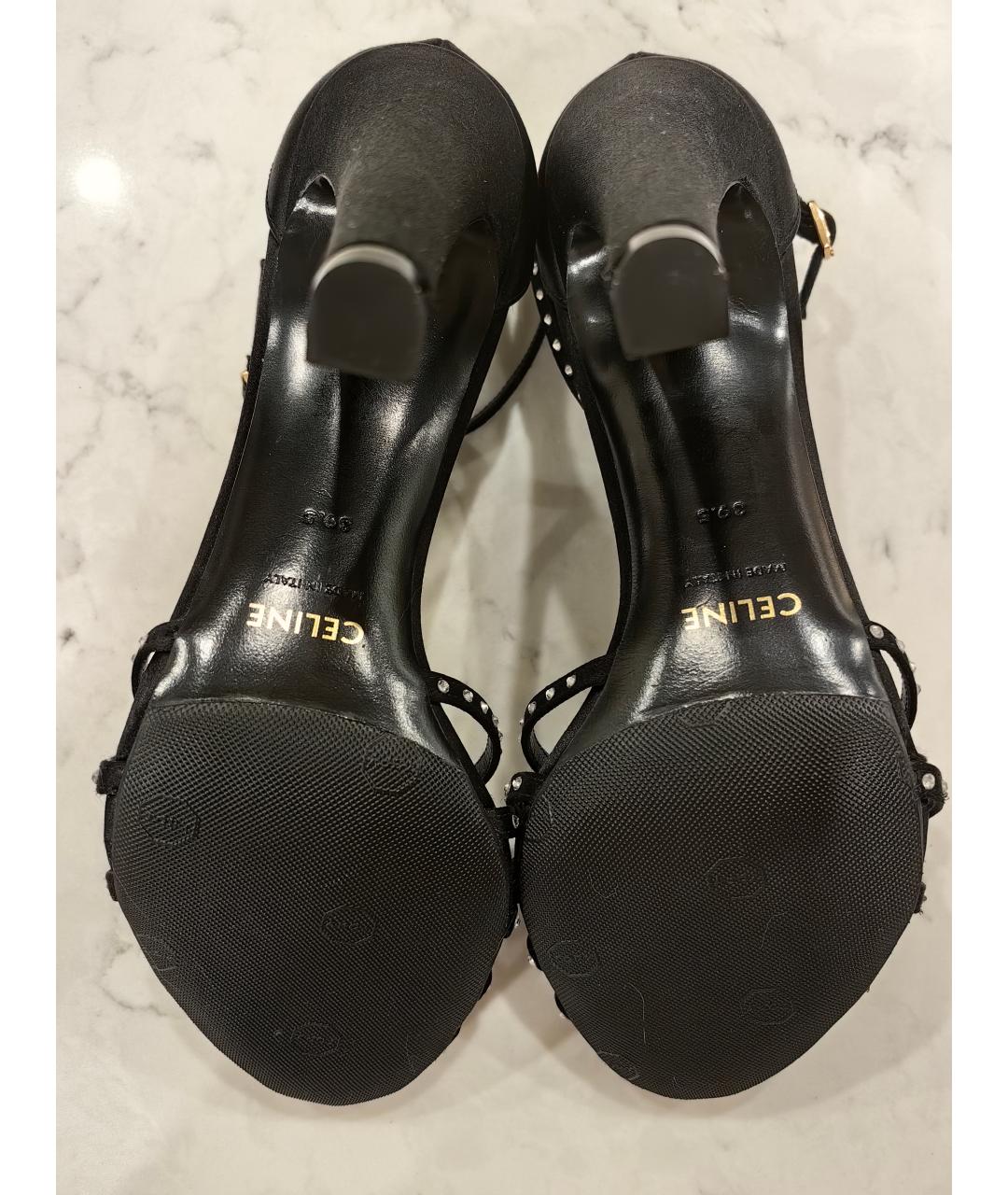 CELINE Черные текстильные босоножки, фото 5