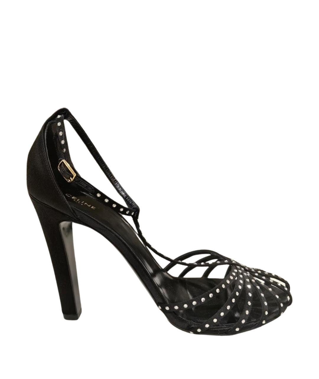 CELINE Черные текстильные босоножки, фото 1