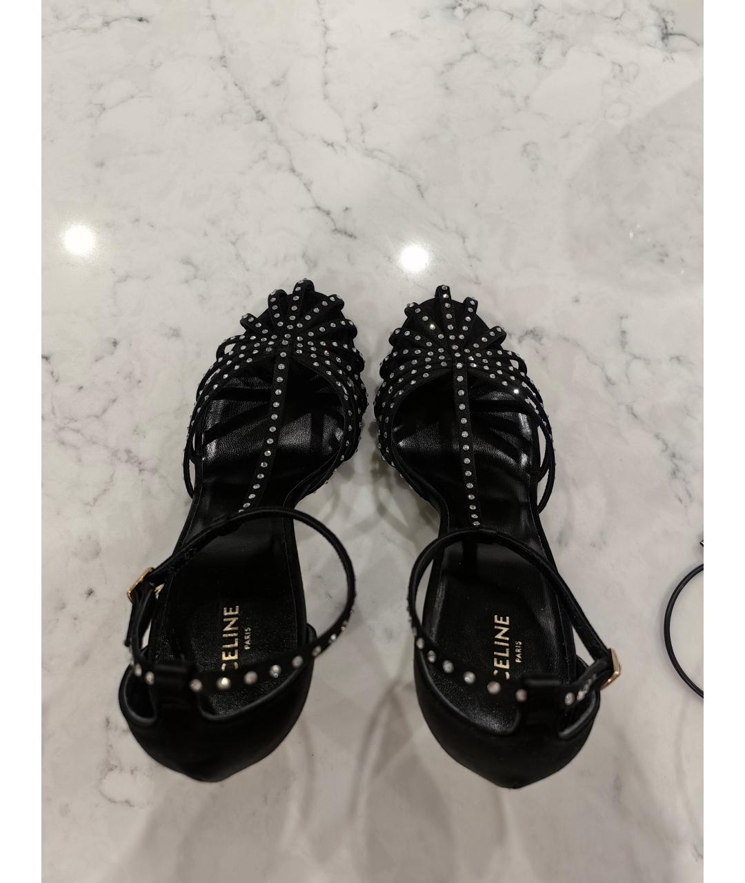 CELINE Черные текстильные босоножки, фото 3