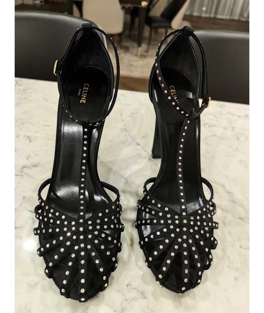 CELINE Черные текстильные босоножки, фото 2