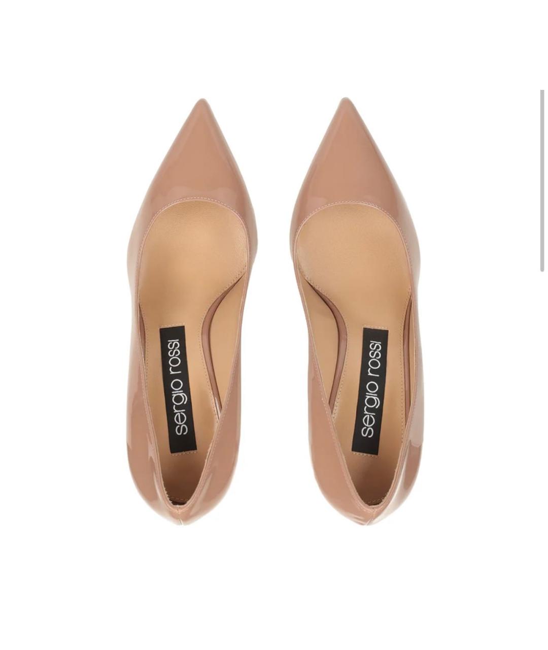 SERGIO ROSSI Бежевые туфли из лакированной кожи, фото 3