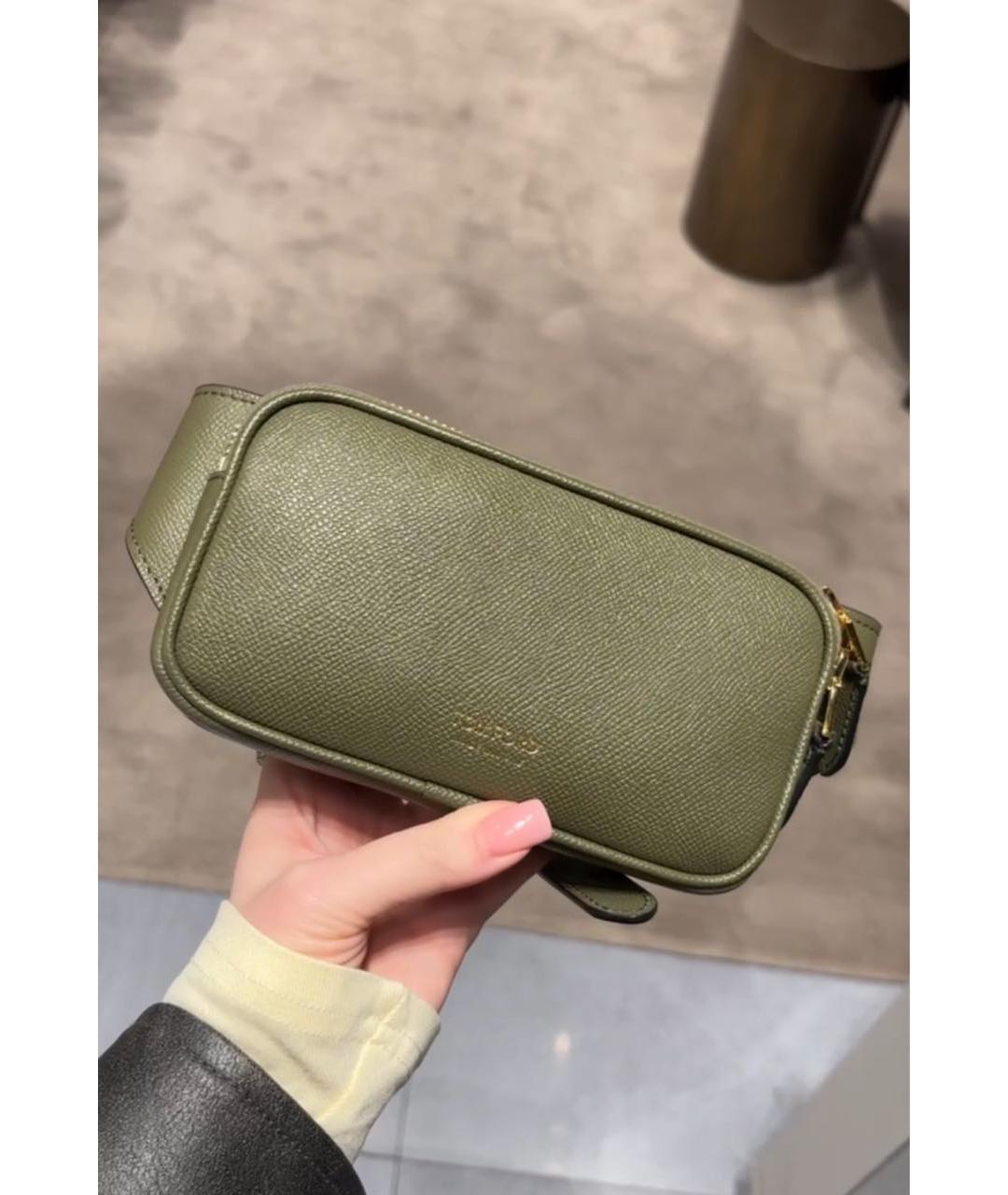 TOM FORD Хаки кожаная поясная сумка, фото 2