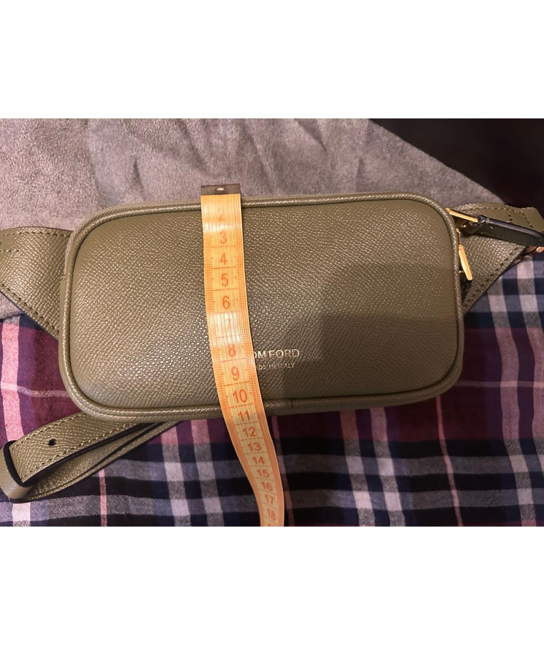 TOM FORD Хаки кожаная поясная сумка, фото 7