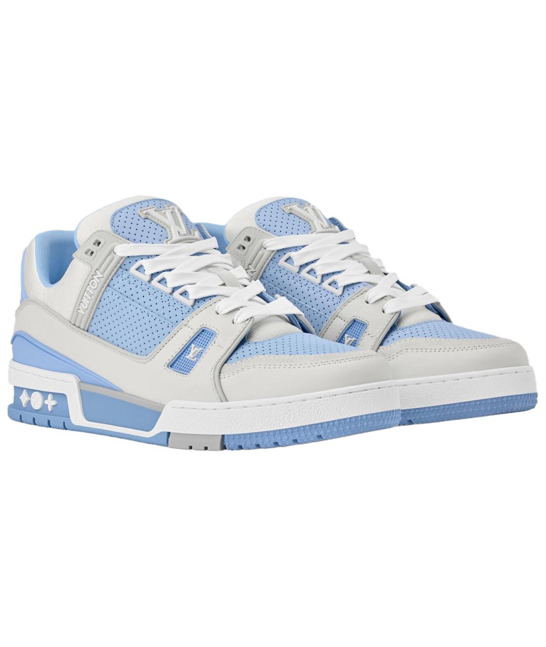 LOUIS VUITTON Синие кожаные кроссовки, фото 3