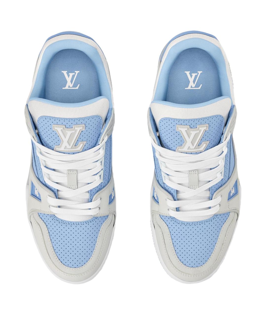 LOUIS VUITTON Синие кожаные кроссовки, фото 4