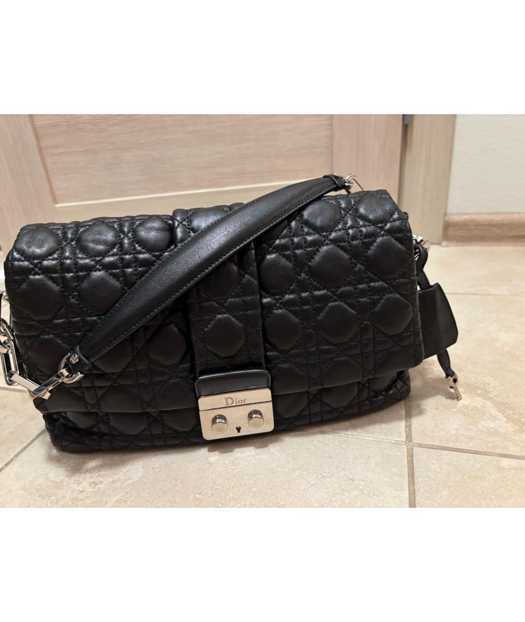 CHRISTIAN DIOR Черная кожаная сумка через плечо, фото 2