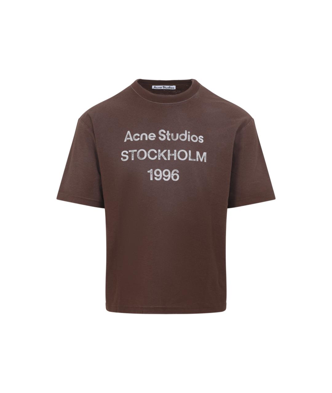 ACNE STUDIOS Коричневая хлопковая футболка, фото 1