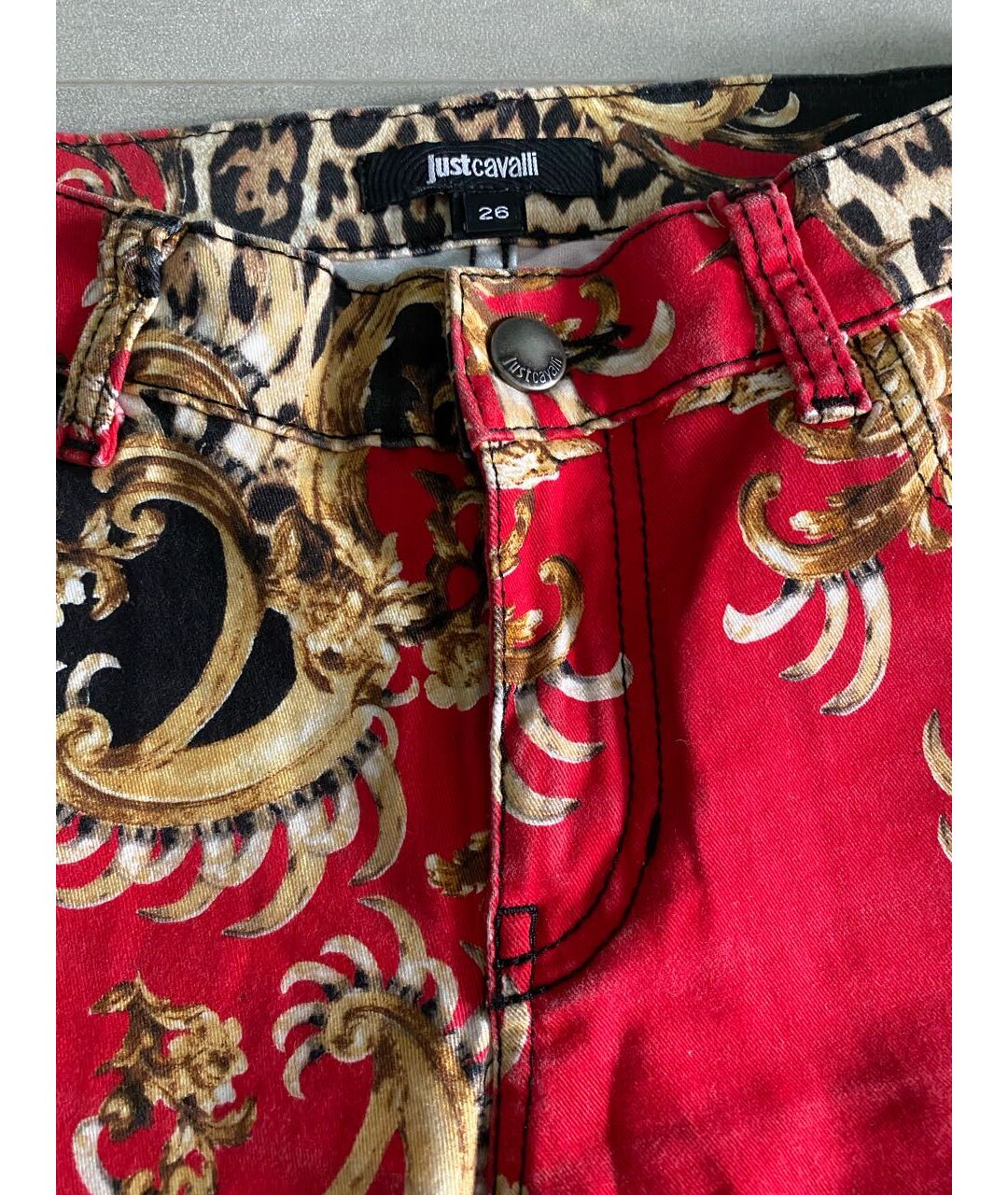 JUST CAVALLI Мульти хлопко-эластановые джинсы слим, фото 4