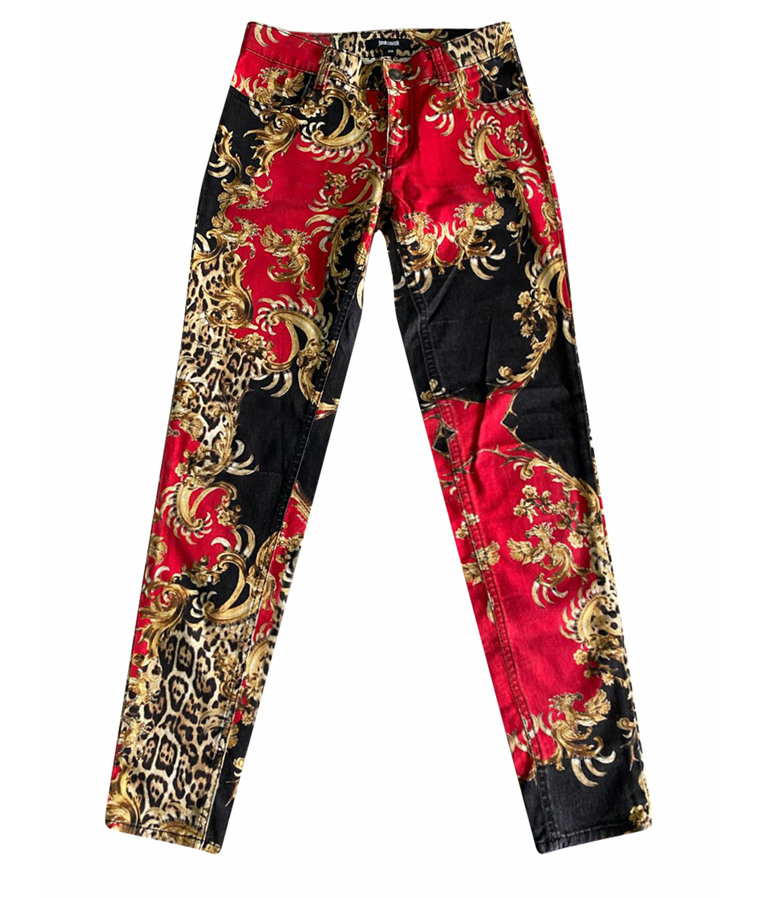 JUST CAVALLI Мульти хлопко-эластановые джинсы слим, фото 1