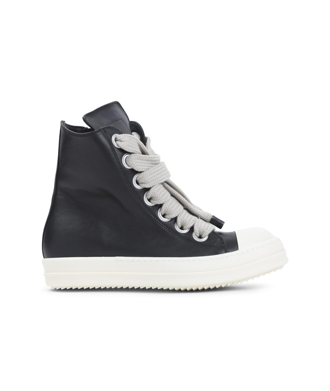 RICK OWENS Черные кожаные высокие кроссовки / кеды, фото 1