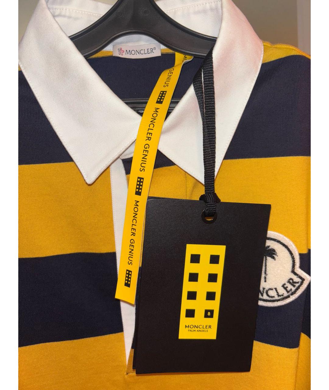MONCLER Желтое хлопковое поло с длинным рукавом, фото 5