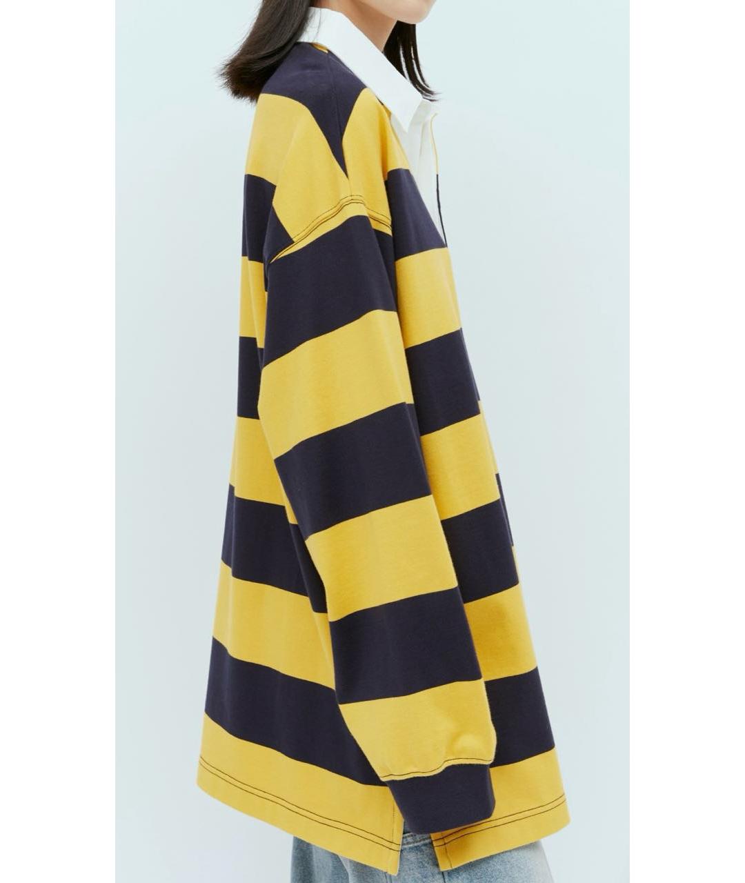 MONCLER Желтое хлопковое поло с длинным рукавом, фото 6